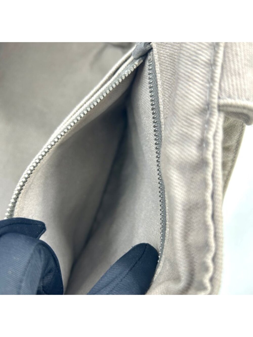 Prada Canapa Denim Canvas Light Gray Tote Silver - Picture 12 of 15